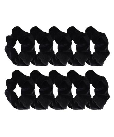 Frcolor Velvet Hair Scrunchies/Scrunchie Hair/Elastic Hair Bobbles Pack of 10 (Black)
