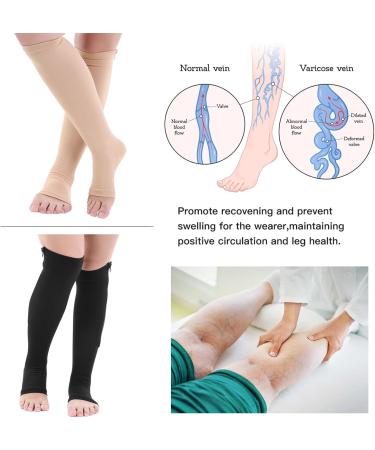 Zipper Compression Socks for Men & Women - Medical Class 2 Open Toe Stockings for Running & Sports - Skin S/M - Buy Online on GoSupps.com