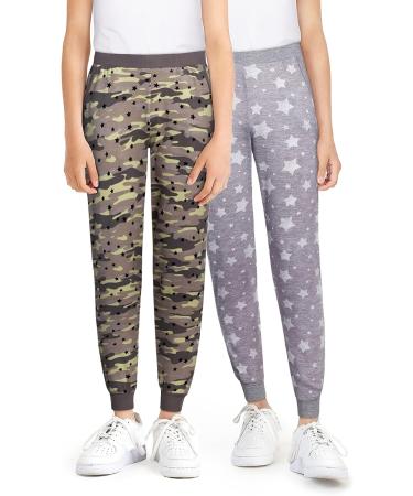 Girls 2 Pack Active Sweatpants with Pockets, Sizes 7-14, Camo Stars/Grey Stars - Size 12 - Buy Online on GoSupps.com