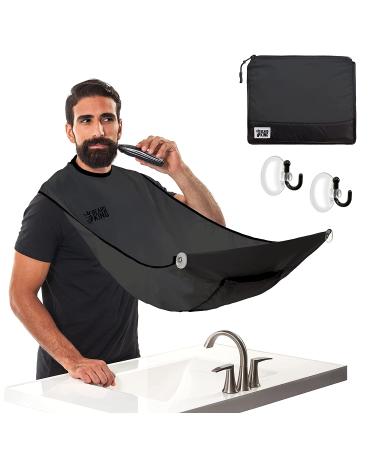 Beard King Beard Bib Apron for Men - the Original Cape As Seen on Shark Tank, Mens Hair Catcher for Shaving, Trimming - Grooming Accessories & Gifts for Dad or Husband - 1 Size Fits All, BLACK 