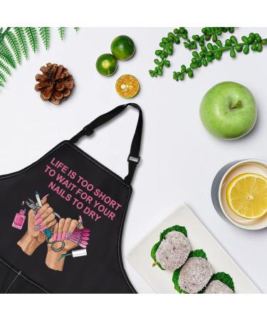 PLITI Nail Tech Apron For Women Life Is Too Short To Wait For Your Nails To Dry Nail Technician Gift Manicurist Gift Wait nails dry APU - Buy Online on GoSupps.com
