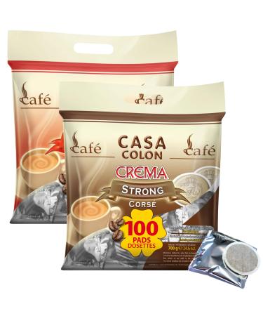 CASA COLON Classic/Strong | 2x100 Compatible Coffee Pods | Individually wrapped for better preservation