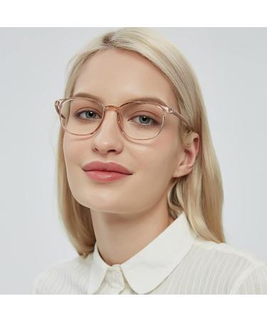 GUDVUE Blue Light Glasses - Ultra Lightweight Oval Eyewear for Men & Women | Anti-Glare UV400 Eye Strain Relief - Champagne Clear - Buy Online on GoSupps.com