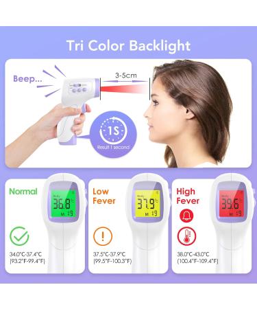 Wawech Baby Fieberthermometer Contactless Digital Infrared Thermometer 3-in-1 for Adults & Children with LCD Display 99 Memory Fever Alarm Purple - Buy Online on GoSupps.com
