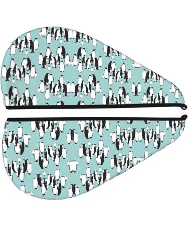 Cute Penguins Coral Velvet Dry Hair Cap | Unisex Wet Towel Wrap | Perfect for Bathroom Pool Party Beach & Home - Buy Online on GoSupps.com
