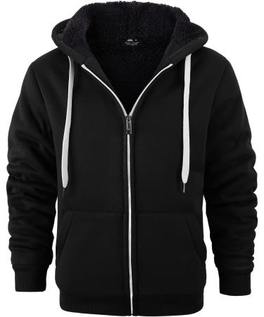 SCODI Men's Heavyweight Fleece Hoodie - Full Zip Sherpa Lined Sweatshirt, Black - Size Medium - Buy Online on GoSupps.com