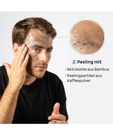 Skinbro Facial Care Set for Men | Made in Germany | 3-Piece Skincare Kit - Cleanser Peeling Caffeine Moisturizer | Perfect Gift for Men | Vegan & Effective - Buy Online on GoSupps.com