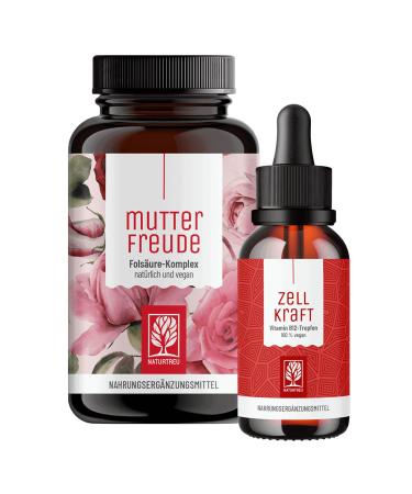 NaturTreu monk pepper 90 capsules with vitamin B12 drops 50ml - mother joy and cell force package - vegan & alcohol -free mother joy & cell force