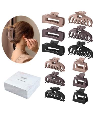 12 Pack Hair Claw Clips - Large and Small Clips for Thick & Thin Hair - Strong Hold Matte Hair Accessories for Women - Neutral Colors - Buy Online on GoSupps.com