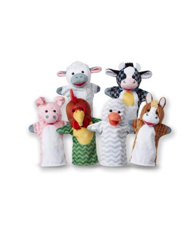 Melissa & Doug Barn Buddies Hand Puppets Set of 6 (Cow Sheep Horse Duck Chicken Pig)