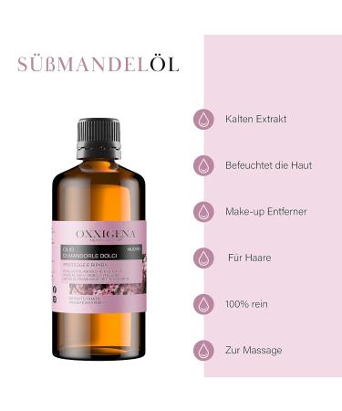 Oxxigena Sweet Almond Oil - 100% Pure & Natural Cold-Pressed 3 x 1L Bottles for Body Massage Moisturizing & Hair Care - Ideal for Dry Skin & Frizzy Hair - Buy Online on GoSupps.com