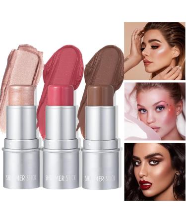 3Pcs Highlighting and Finishing Stick Set Includes blush contour and highlighter stick for a Flawless & Natural Glow For Nose Cheeks and Chin - Long-Lasting Easy Application (Set B 23G/Pc) Set B 7.67 g (Pack of 3) - Buy Online on GoSupps.com