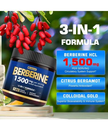 Berberine Supplement - Berberine Weight Loss, High-Potency Berberine 1500MG of Berberine HCL, Plus Citrus Bergamot - for Metabolic, Digestive, and Immune Support - Vegan, Non-GMO, 180 Capsules Berberine 1500mg 180 Count (Pa  - Buy Online on GoSupps.com