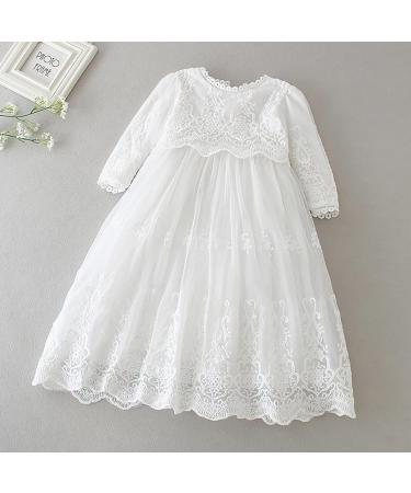 Leideur Baby Long Christening Gown White Baptism Dress Girls Birthday 6-9 Months - Buy Online on GoSupps.com