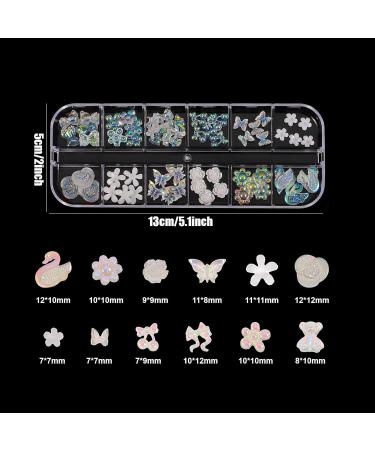 3D Nail Charms 2 Boxes Multi-Shape Aurora Bow Butterfly Bear Flower Nail Art Charms Nail Pearls Rhinestones Gems Nail Art Chains for Nail Art Decoration DIY Crafts (C) - Buy Online on GoSupps.com