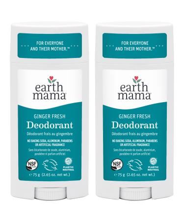 Earth Mama Ginger Fresh Deodorant | Safe for Sensitive Skin Pregnancy and Breastfeeding Contains Organic Ginger and Lime No Baking Soda or Aluminum 2.65-Ounce (2-Pack) NEW Ginger Fresh 3 Ounce (Pack of 2)