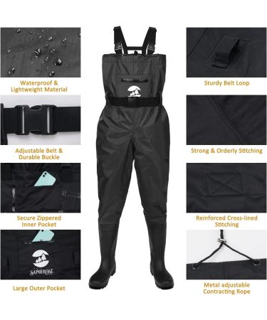 SaphiRose Men's Bootfoot Chest Wader 2-Ply Nylon/PVC Waterproof Fishing & Hunting Waders with Boots Hanger for Men and Women Black Men 10/Women 12 - Buy Online on GoSupps.com
