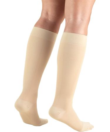 Truform 20-30 mmHg Compression MicroFiber Stockings for Men & Women - Knee High Closed Toe Beige Large (1 Pair) - International Shipping Available - Buy Online on GoSupps.com