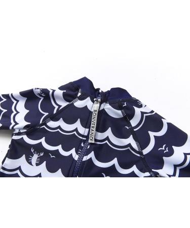 BONVERANO Baby Boys Swimsuit 18-24 Months Navy Wave | UPF 50+ Sun Protection One Piece Swimwear - Buy Online on GoSupps.com