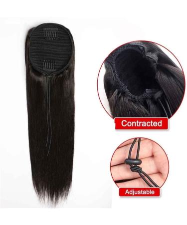 Hair Chignon 8-24 Inch Ponytail Human Hair Extensions Straight Hair with Drawstring Hair Slices Women Black Ponytail Hair Bun Messy Bun Hair Piece (Color : Straight Size : 24 inch) - Buy Online on GoSupps.com