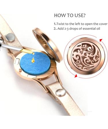 Flongo Aromatherapy Leather Bracelet for Women - Essential Oil Diffuser Bracelet with Colored Felt Pads - Rose Gold Aroma Blocket - Buy Online on GoSupps.com