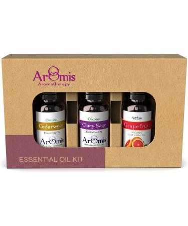 Aromis Essential Oils Meditation Kit - 100% Pure Cedarwood Clary Sage & Grapefruit - 3 Pack 10ml - Premium Aromatherapy Oil - Buy Online on GoSupps.com