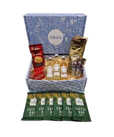 Coffee Gift Set | includes Coffee Bags Monin Gingerbread Syrup Vanilla Syrup Hazelnut Syrup Mokate Cappuccino Biscuits and Shortbread