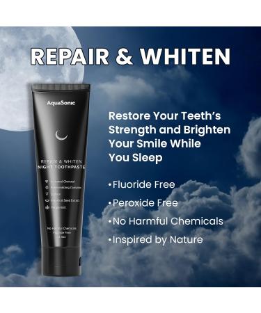AquaSonic Repair & Whiten Night Toothpaste 2-Pack | Strengthen Enamel | Activated Charcoal | Freshens Breath | Fluoride-Free - Buy Online on GoSupps.com