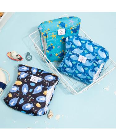 Cutebone Male Washable Dog Diapers - 3 Pack Reusable Belly Bands with Velcro for High-Suction Fit | Crabs Dolphins & Sea Lions | Size L (43-53.5cm) - Buy Online on GoSupps.com