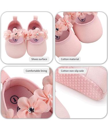 2 x Toddler Flower Girl Shoes + Headband | Non-Slip Soft Special Occasions Christening Wedding Party Shoes | Size 0-6 Months | Pink - Buy Online on GoSupps.com
