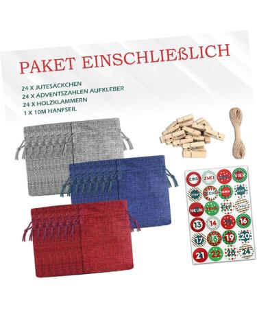 Anneome 1 Set Christmas Bag Calendar Candy Bags Christmas Wreath Packing Bag Countdown Bag Bunting Jute - Buy Online on GoSupps.com
