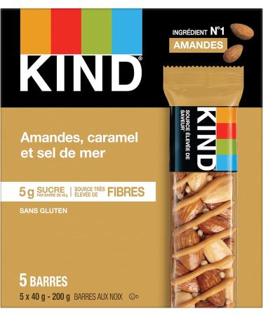 KIND Fruit & Nut Caramel Almond Sea Salt Gluten Free Low Sugar 1.4 Ounce 5 Count - Buy Online on GoSupps.com