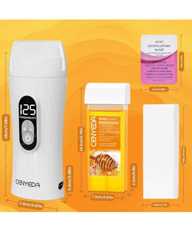 Honey Wax Roller Waxing Kit with Warmer & 2 Cartridges - Hair Removal Roll On Wax Heater Set for Sensitive Skin - Buy Online on GoSupps.com