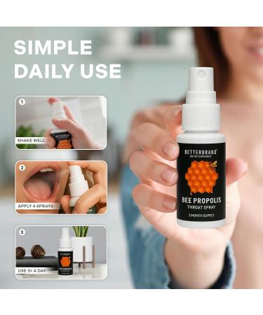 Betterband Bee Propolis Throat Spray - for Kids and Adults - Sore Throat and Cough Relief, Supports Immune Health, Soothes Throat discomfort - Alcohol- Free, 60 Servings - 1 Month Supply - Buy Online on GoSupps.com
