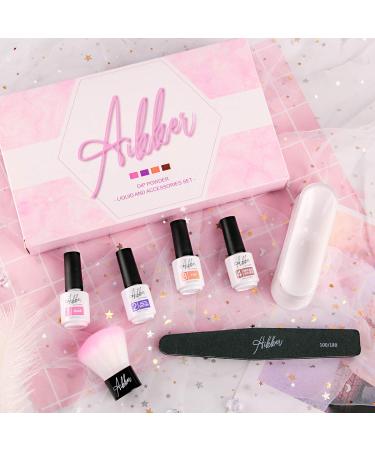 Aikker Dip Powder Gel Set 7pcs with Activator and Tools Kit | Base Top Coat | Dipping Powder Tools | Nail Brush File | AK19 - Buy Online on GoSupps.com