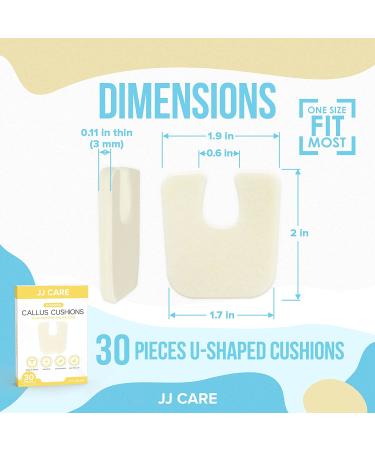 JJ CARE Callus Cushions (Pack of 30) - U Shape Callus Pads for Bottom of Foot - Soft Felt Foot Pads for Women - Pain Relief & Foot Care - Buy Online on GoSupps.com