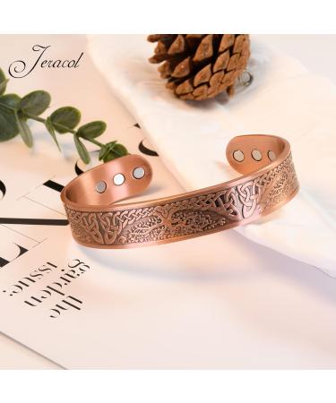 Jeracol Copper Magnetic Bracelet and Ring Set - Tree of Life Design | Strong Magnets | Adjustable Size | Jewelry Gift Box Included - Buy Online on GoSupps.com