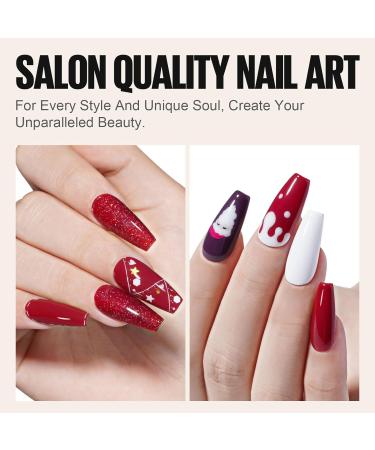 TOMICCA Red Glitter White Gel Nail Polish Set - UV Dark Red Gel Polishes for DIY Home Salon, Mothers Day Gifts - 4PCS - Buy Online on GoSupps.com