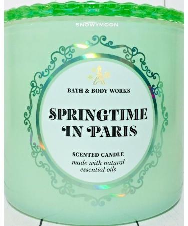 Bath & Body Works White Barn 3-Wick Candle w/Essential Oils - 14.5 oz - 2022 Spring Scents! (Springtime in Paris)