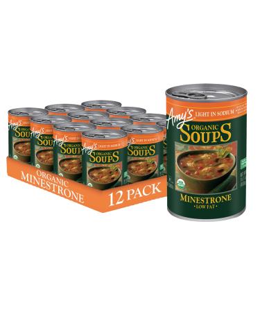 Amy's Soup, Vegan, Organic Minestrone, (Pasta, Beans and Veggies) Light in Sodium, Low Fat, 14.1 oz (Pack of 12) Low Sodium Minestrone 14.1 Ounce (Pack of 12)
