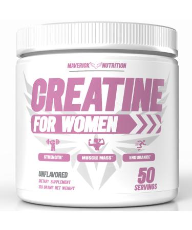 Maverick Nutrition Creatine for Women - Creatine Monohydrate for Women - May Help to Increase Lean Muscle Mass Reduce Recovery Time & More - Creatina - 50 Servings - Unflavored