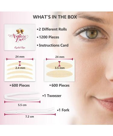 Venicce Love Eyelid Tape - 1 200 Loophole Tapes for Instant Eyelid Lift | Skin-Coloring Adhesive Stripes | Non-Surgical Solution for Beautiful Eyes - Buy Online on GoSupps.com