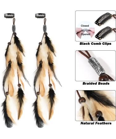 MWOOT 4Pcs Boho Feather Hair Clips with Comb - Handmade Indian Tassels Beads Hair Extensions for Women - Festival Hippie Hair Accessories - Buy Online on GoSupps.com