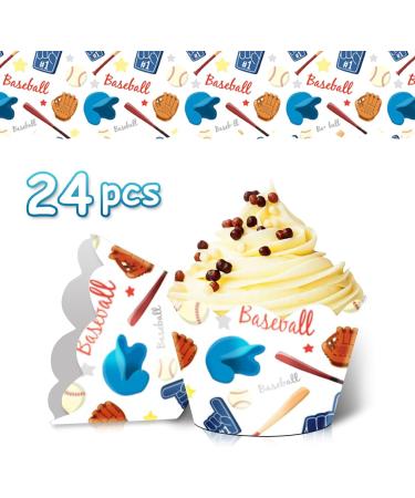 24pcs Baseball Equipment Dessert Cupcake Wrappers Pick for Baseball Sport Game Theme Decor Supplies Men Women Boys Girls Happy Birthday Party Decorations - Buy Online on GoSupps.com