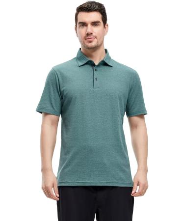 VEBOON Men's Short Sleeve Polo Shirt - Pine Green Heather, Large - Buy Online on GoSupps.com