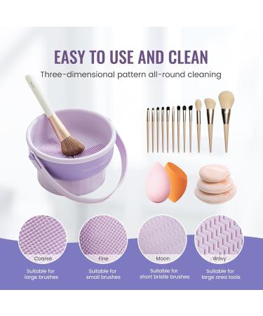 3 in 1 Makeup Brush Cleaner Bowl & Mat - Silicone Brush Cleaning Tool for Storage & Air Dry | Purple Makeup Organizer - Buy Online on GoSupps.com
