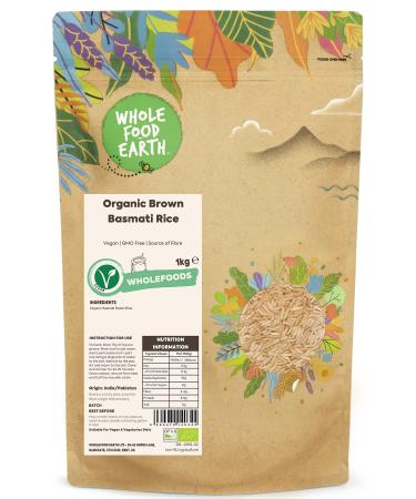 Wholefood Earth Organic Brown Basmati Rice 1kg Vegan | GMO Free | Source of Fibre | Certified Organic - Buy Online on GoSupps.com