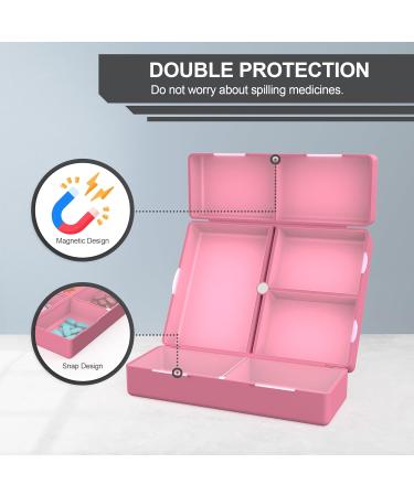 7 Compartments Travel Pill Case - Foldable Travel Organizer with Magnetic Button | Hot Pink Vitamin Supplement & Medicine Holder - PILLY - Buy Online on GoSupps.com