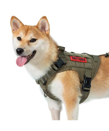 OneTigris Fire Watcher 2.0 Molle dog harness with handle and metal buckle M green