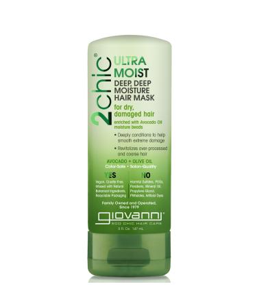 GIOVANNI 2chic Ultra-Moist Deep Moisture Hair Mask  5 oz. - Avocado & Olive Oil  Creamy Hydration Formula  Enriched with Aloe Vera  Shea Butter  Botanical Extracts  No Parabens  Color Safe